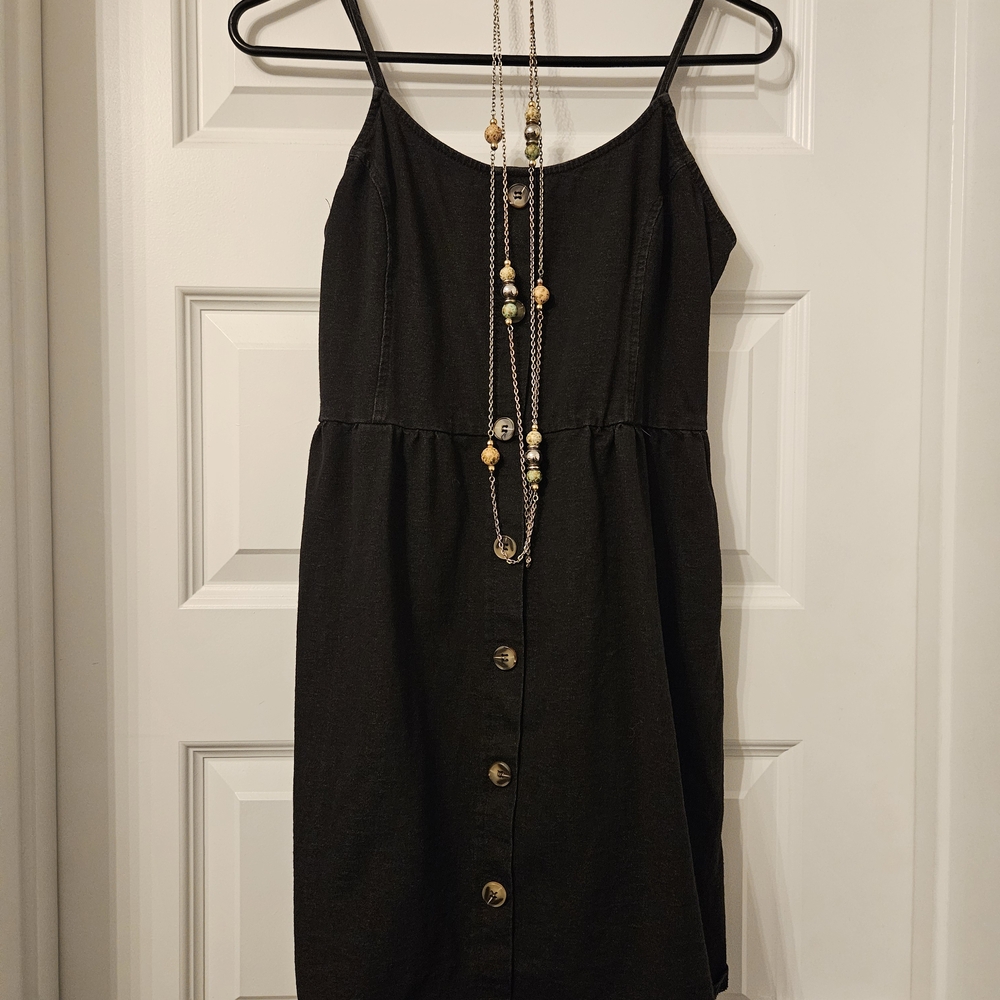 Black Button-Down Dress (Necklace Is Seperate)